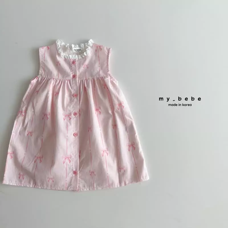 My Bebe - Korean Children Fashion - #littlefashionista - Sleeveless Lace One-piece - 7