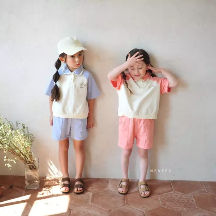 Neneru - Korean Baby Fashion - #babyboutique - Bebe Ladodo Collar Top Bottom Set - 3