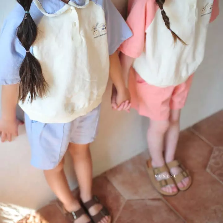 Neneru - Korean Baby Fashion - #babyfashion - Bebe Ladodo Collar Top Bottom Set - 7