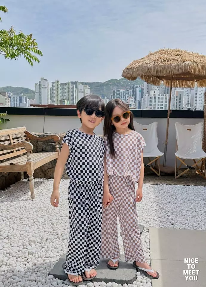 Nice To Meet You - Korean Children Fashion - #kidzfashiontrend - Square Top Bottom Set - 4