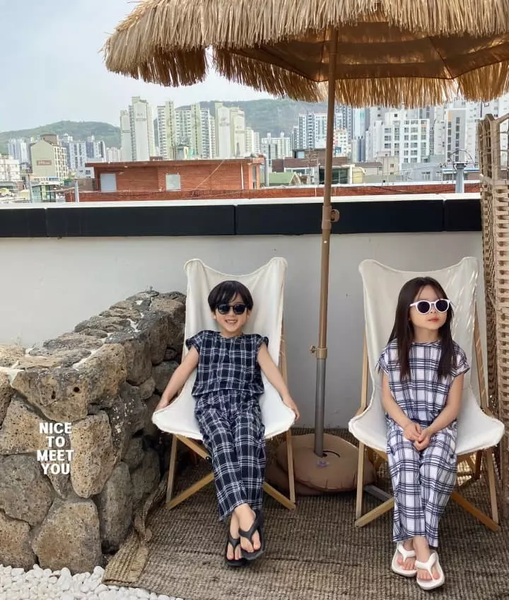 Nice To Meet You - Korean Children Fashion - #childofig - Check Top Bottom Set