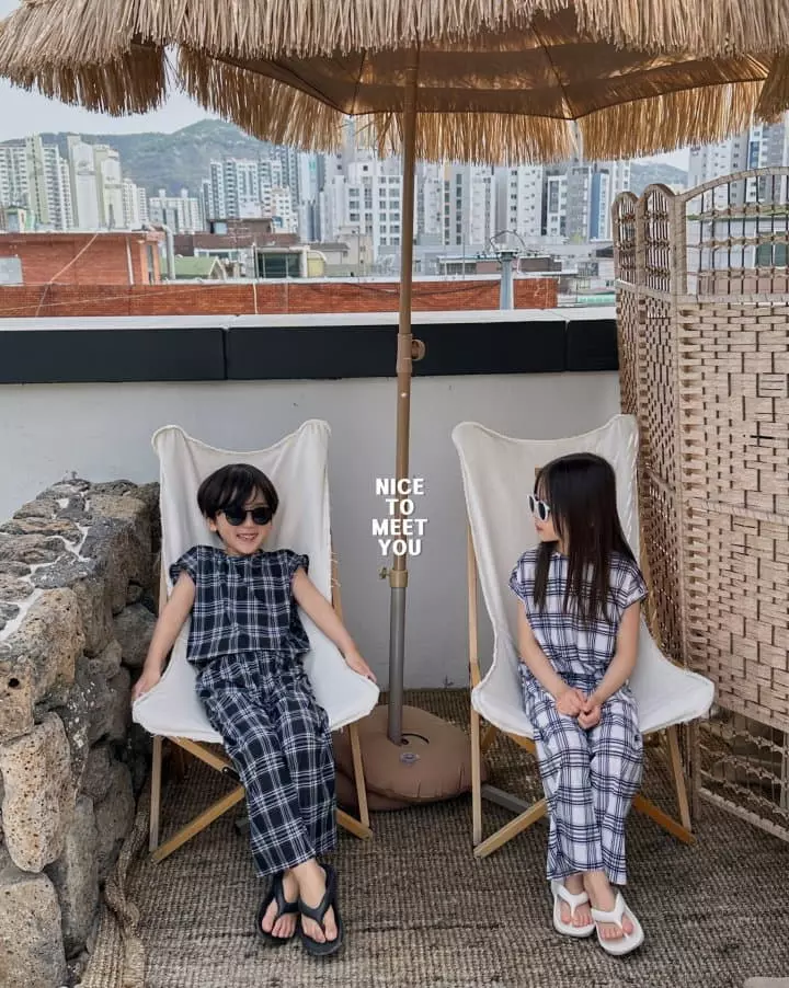 Nice To Meet You - Korean Children Fashion - #fashionkids - Check Top Bottom Set - 5