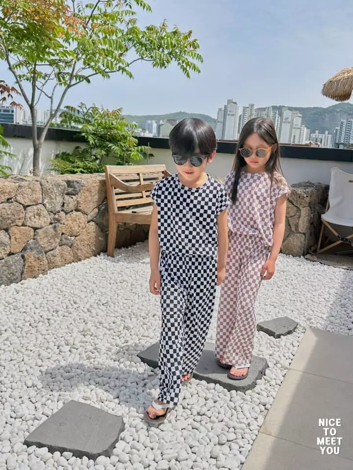 Nice To Meet You - Korean Children Fashion - #kidsshorts - Square Top Bottom Set