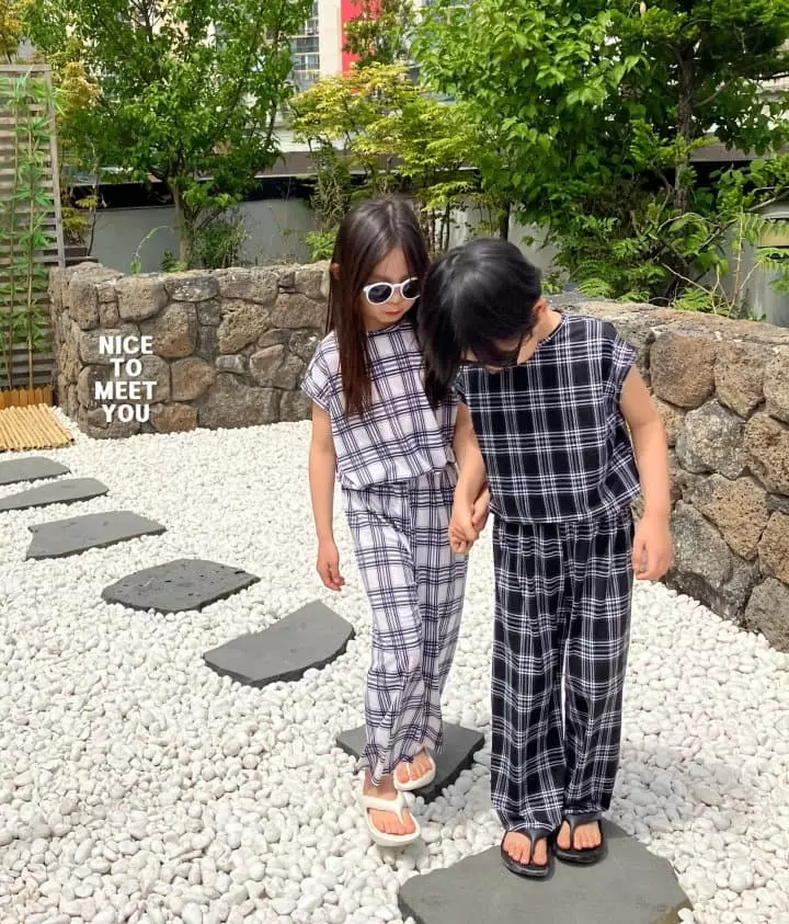 Nice To Meet You - Korean Children Fashion - #kidsstore - Check Top Bottom Set - 7