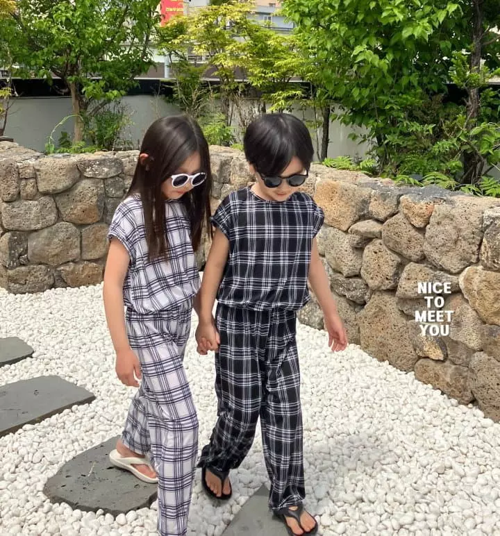 Nice To Meet You - Korean Children Fashion - #magicofchildhood - Check Top Bottom Set - 11