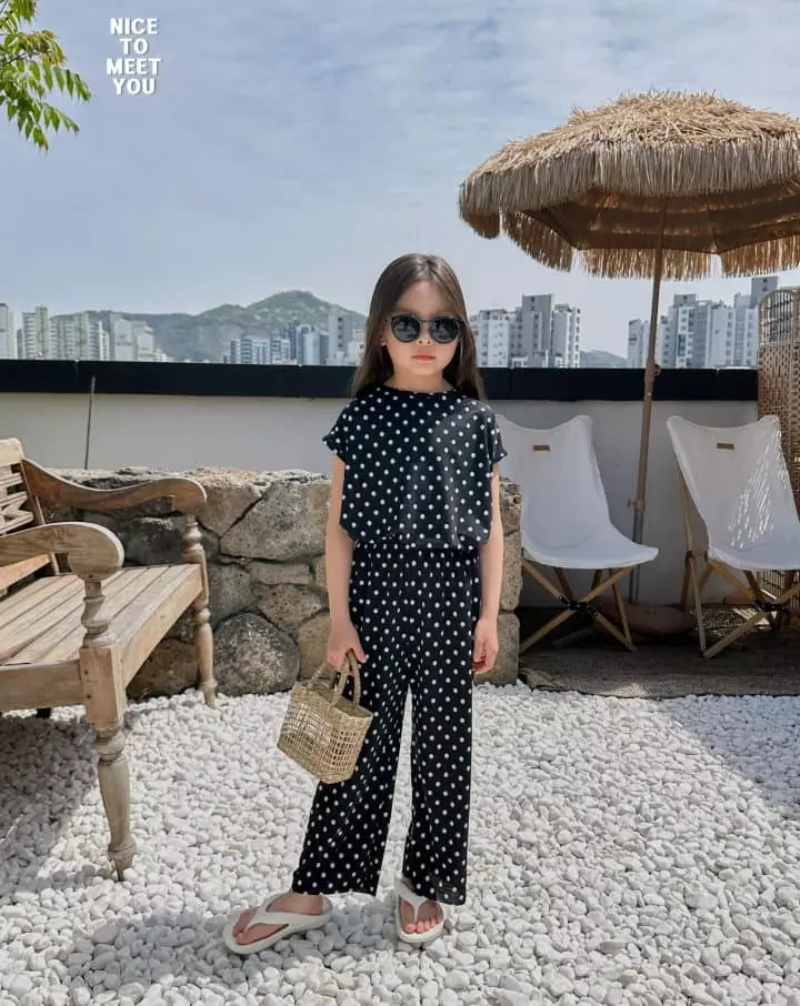 Nice To Meet You - Korean Children Fashion - #toddlerclothing - Dot Top Bottom Set - 4