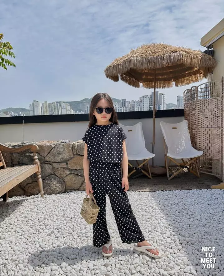 Nice To Meet You - Korean Children Fashion - #todddlerfashion - Dot Top Bottom Set - 2