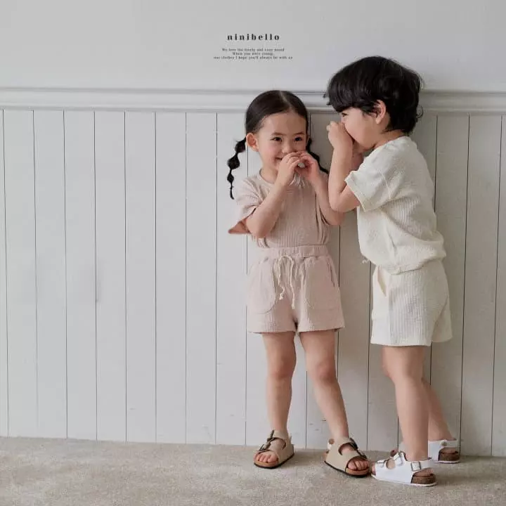 Ninibello - Korean Children Fashion - #kidsstore - Natural Pocket Top Bottom Set - 2