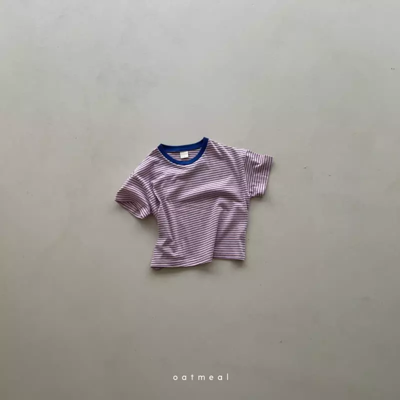 Oatmeal - Korean Children Fashion - #kidsshorts - Dydon Stripes Tee - 2