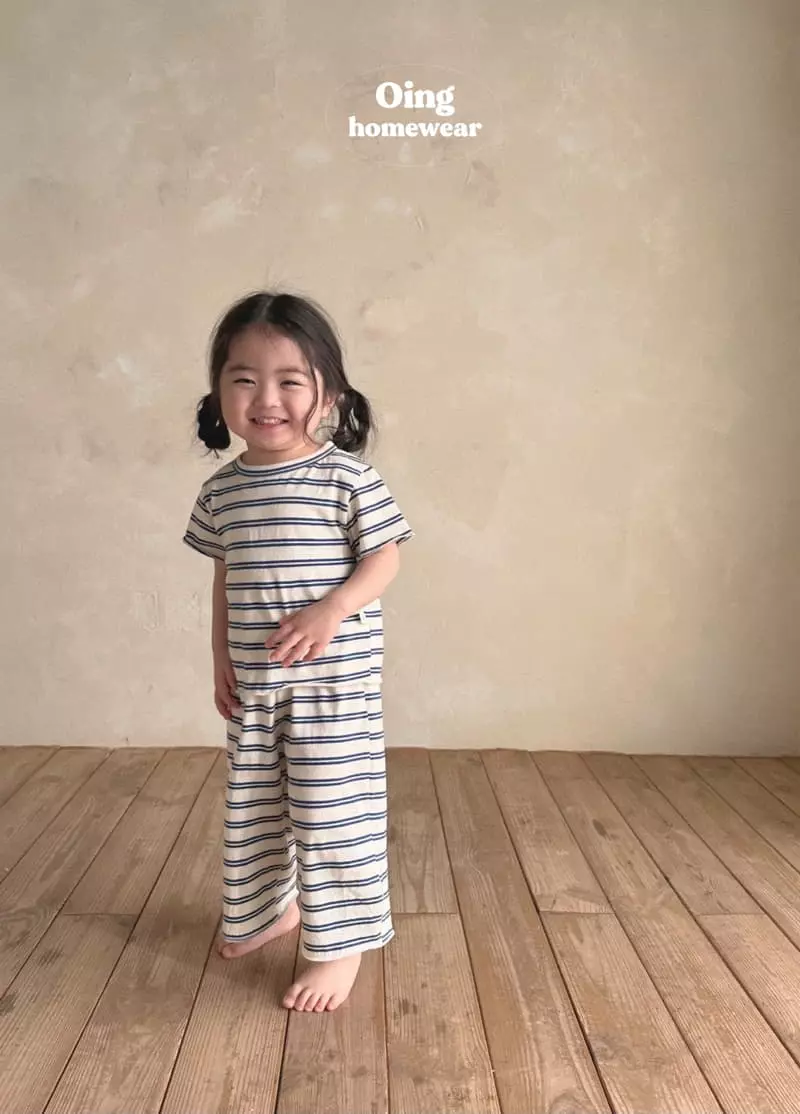 Oing - Korean Children Fashion - #discoveringself - Wik Stripes Top Bottom Set - 2