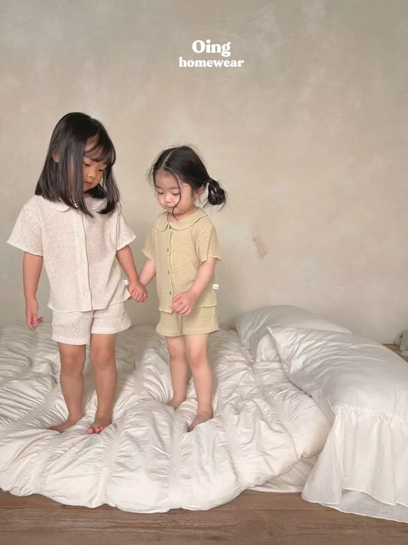 Oing - Korean Children Fashion - #toddlerclothing - Miu Collar Top Bottom Set