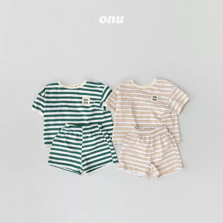Onu - Korean Children Fashion - #kidsshorts - Stripes Top Bottom Set - 2