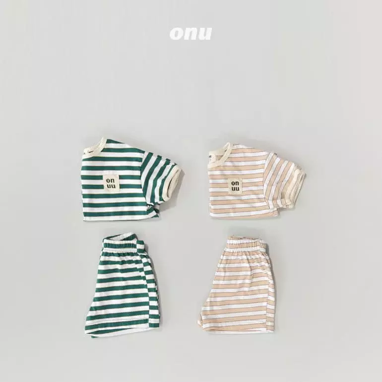 Onu - Korean Children Fashion - #kidsstore - Stripes Top Bottom Set - 3