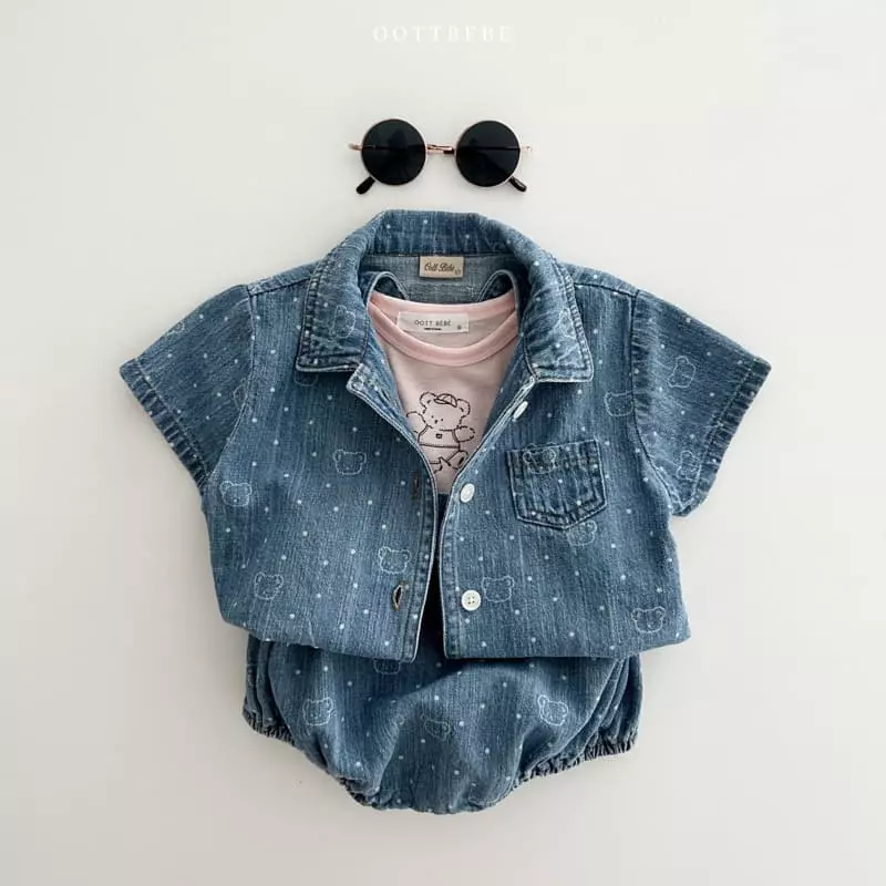 Oott Bebe - Korean Baby Fashion - #babyboutique - Bear Bear Dungarees - 6