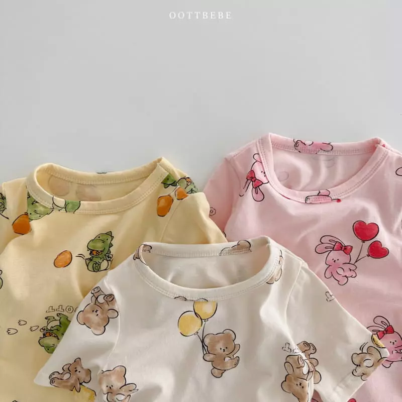 Oott Bebe - Korean Baby Fashion - #babyclothing - Ballon Bodysuit Leggings Bonnet Set - 5