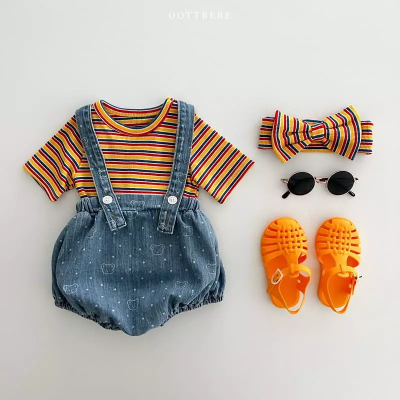 Oott Bebe - Korean Baby Fashion - #babygirlfashion - Bear Bear Dungarees - 12