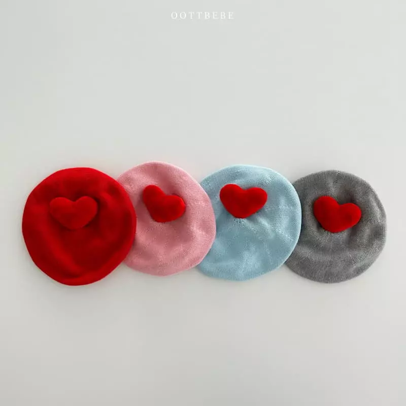 Oott Bebe - Korean Baby Fashion - #babywear - Heart Beret Hat
