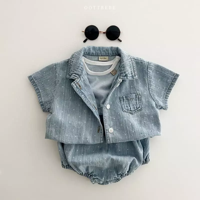 Oott Bebe - Korean Baby Fashion - #onlinebabyshop - Bear Bear Dungarees - 5