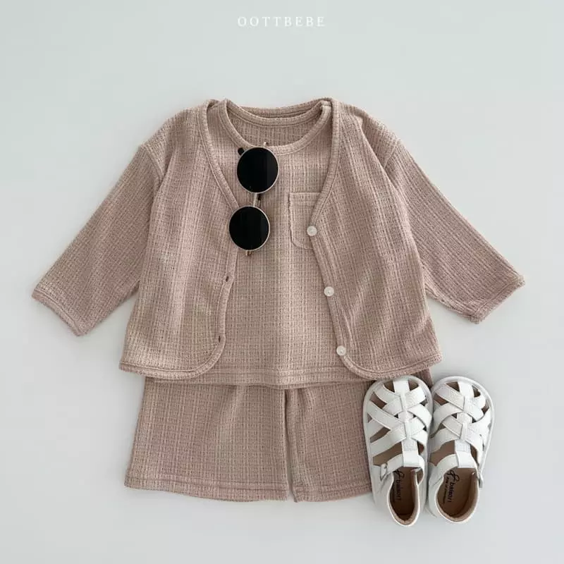 Oott Bebe - Korean Children Fashion - #childofig - MD Cardigan Tee Pants Set - 12