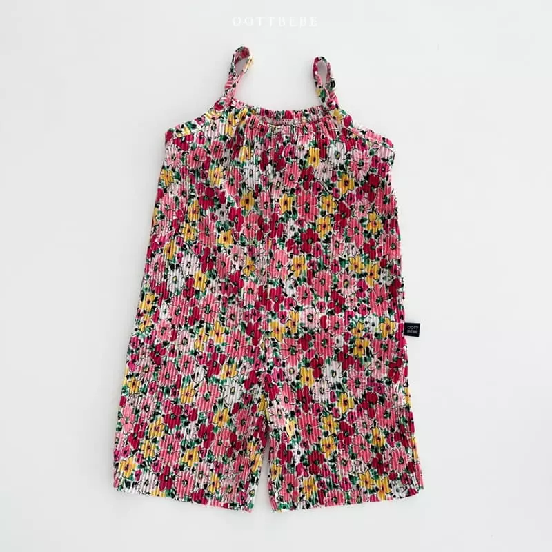 Oott Bebe - Korean Children Fashion - #fashionkids - Flower Pleats Overalls - 7