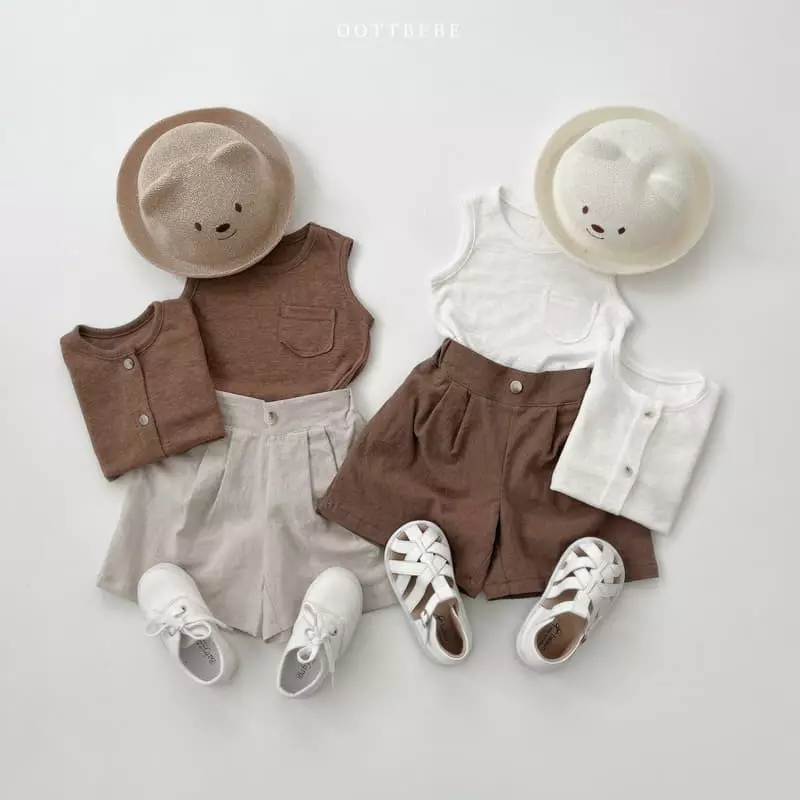 Oott Bebe - Korean Children Fashion - #kidsshorts - Lanvan Line Sleeveless Cardigan Set - 9