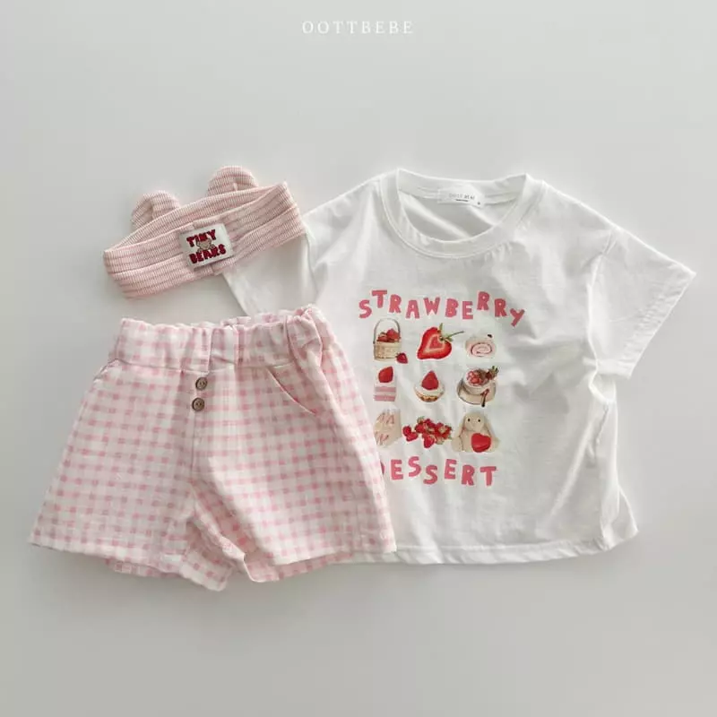 Oott Bebe - Korean Children Fashion - #fashionkids - Strawberry Croissant Tee - 4
