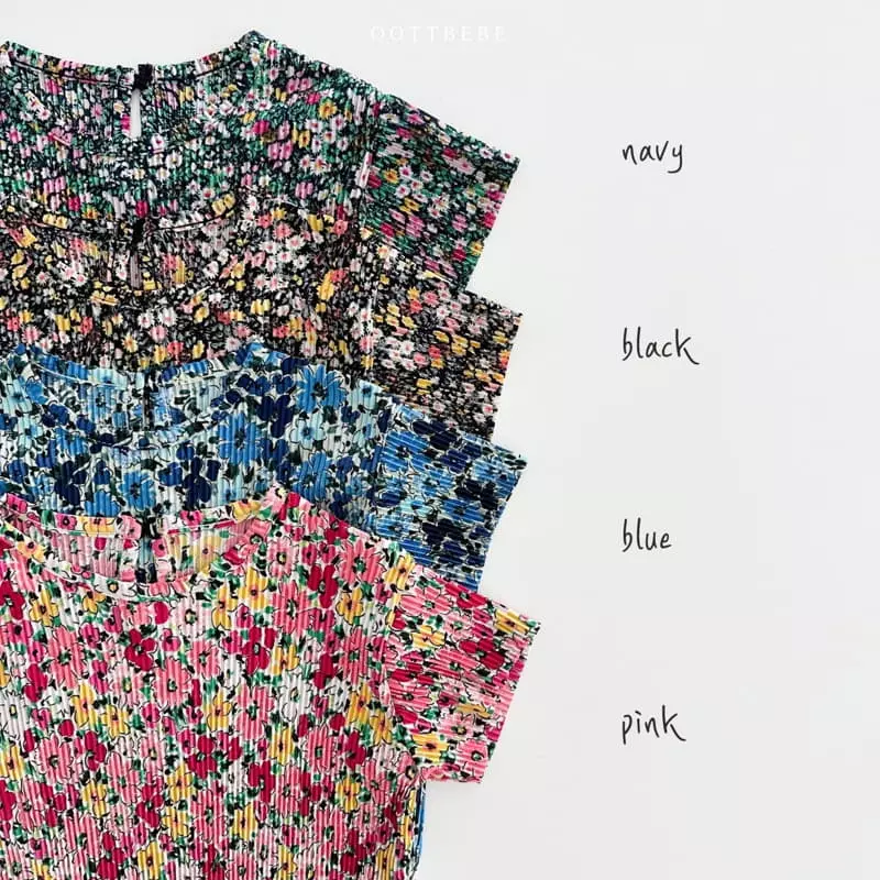 Oott Bebe - Korean Children Fashion - #kidzfashiontrend - Flower Pleats Top Bottom Set - 11