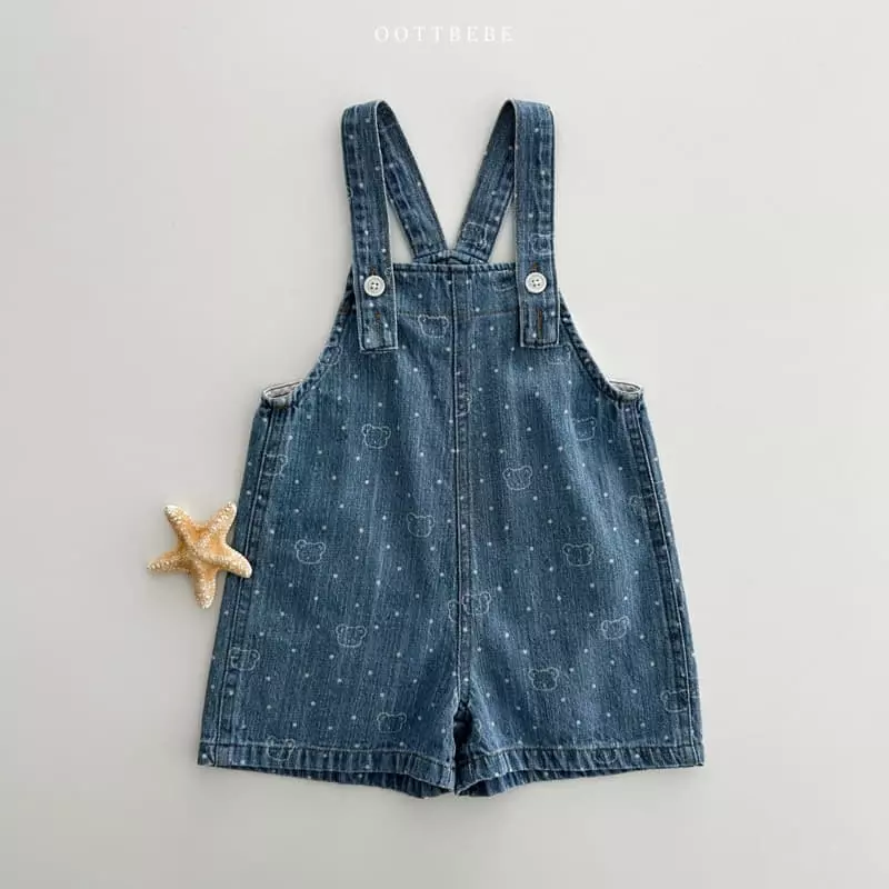Oott Bebe - Korean Children Fashion - #littlefashionista - Bear Bear Denim Overalls - 3