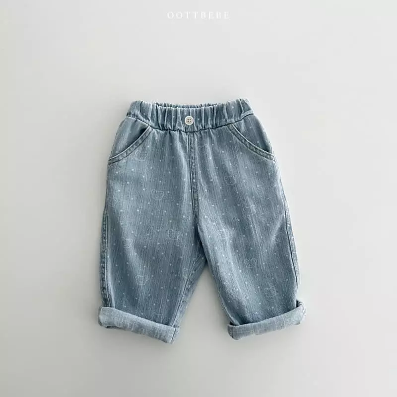 Oott Bebe - Korean Children Fashion - #magicofchildhood - Bear Bear Denim Jeans - 4