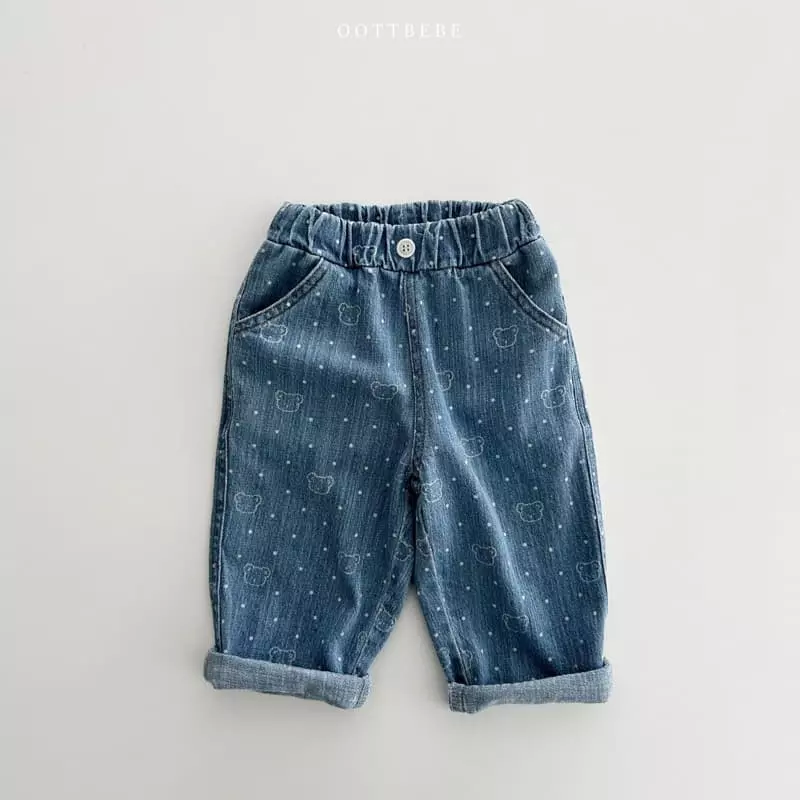 Oott Bebe - Korean Children Fashion - #prettylittlegirls - Bear Bear Denim Jeans - 5