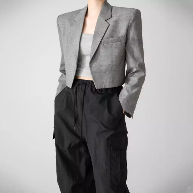 Paper Moon - Korean Women Fashion - #momslook - Open Front Cropped Blazer - 3