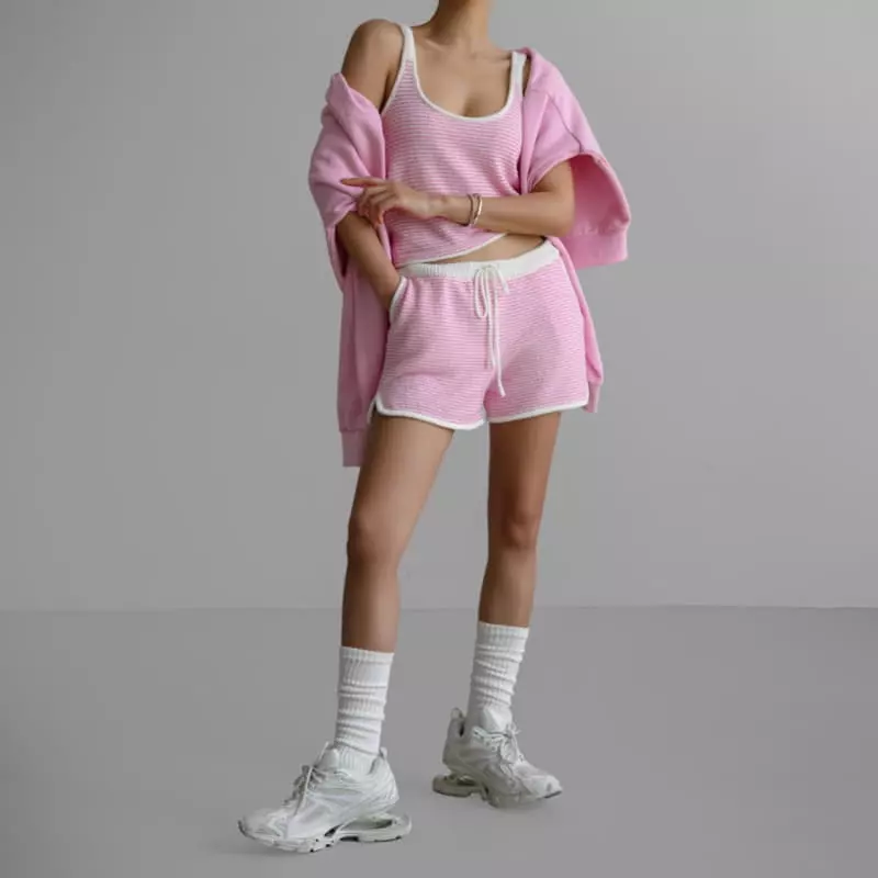 Paper Moon - Korean Women Fashion - #thelittlethings - Striped Set Up Knit Dolphin Shorts - 9