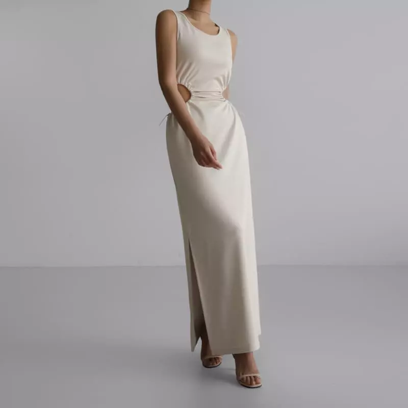 Paper Moon - Korean Women Fashion - #thelittlethings - Cut Out Jersey Maxi Sleeveless One-piece - 3
