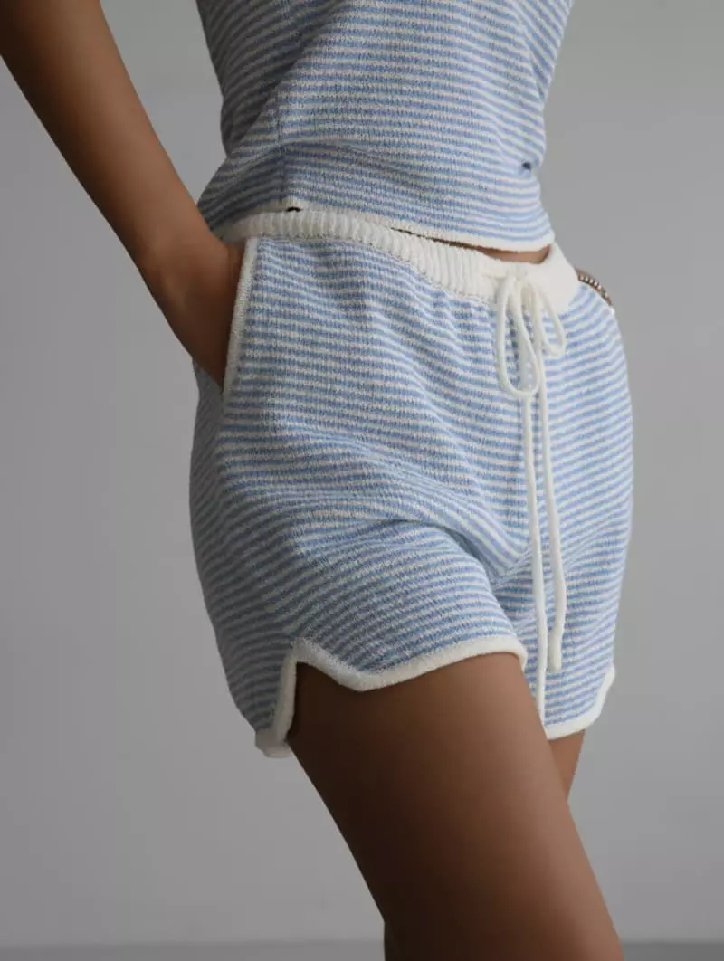 Paper Moon - Korean Women Fashion - #vintageinspired - Striped Set Up Knit Sleeveless Tank Top - 3