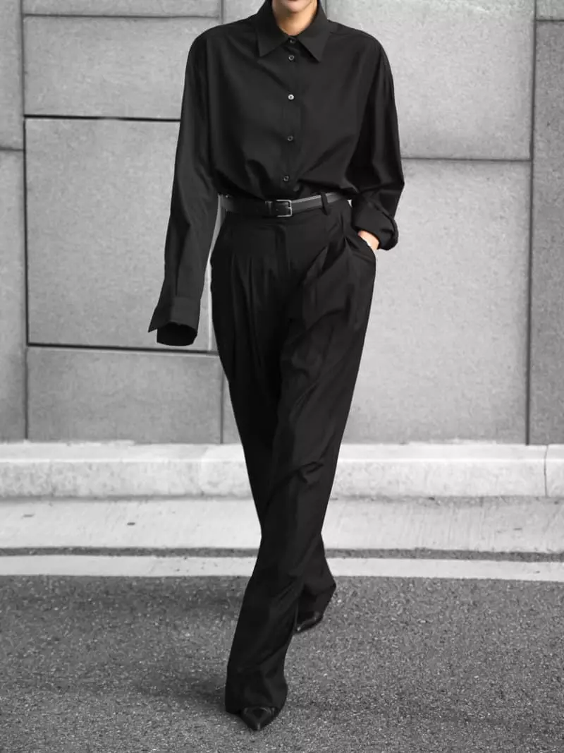 Paper Moon - Korean Women Fashion - #womensfashion - Maxi Length Wide Pin Tuck Trouses - 8