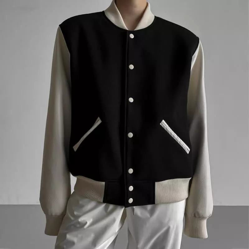 Paper Moon - Korean Women Fashion - #womensfashion - Classic Leather Sleeve Stadium Jacket