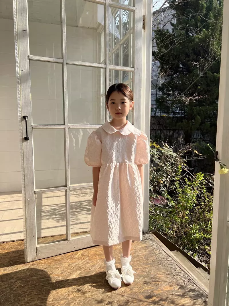 Paper Studios - Korean Children Fashion - #littlefashionista - Flower Jacquard One-piece