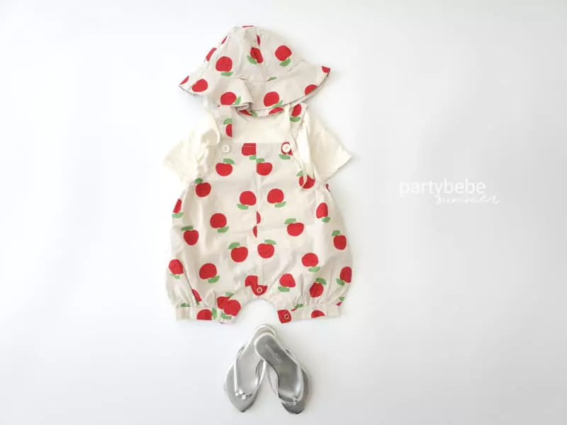 Party Kids - Korean Baby Fashion - #babygirlfashion - Apple Bodysuit with Bucket Hat - 9