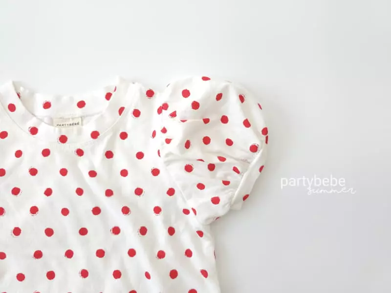 Party Kids - Korean Baby Fashion - #babylifestyle - Dot Puff Tee - 5
