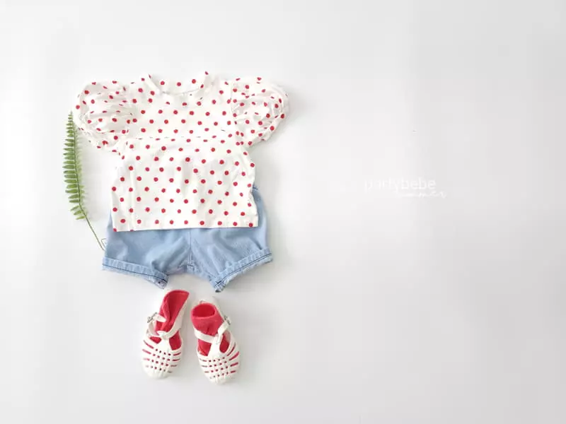 Party Kids - Korean Baby Fashion - #babyoutfit - Dot Puff Tee - 9