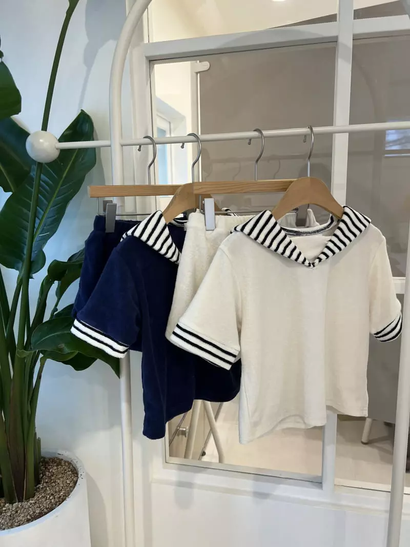 Pourenfant - Korean Children Fashion - #Kfashion4kids - Amber Sailor Terry Top Bottom Set - 10