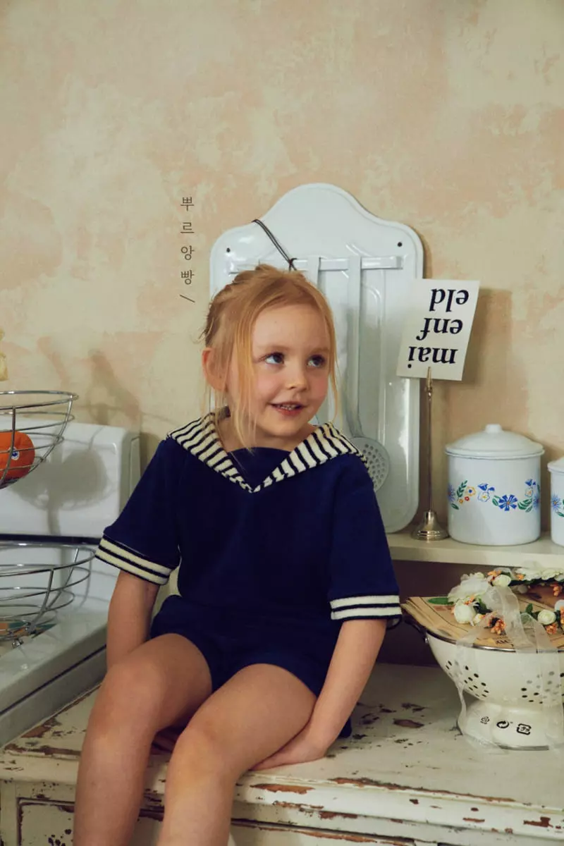 Pourenfant - Korean Children Fashion - #discoveringself - Amber Sailor Terry Top Bottom Set - 5
