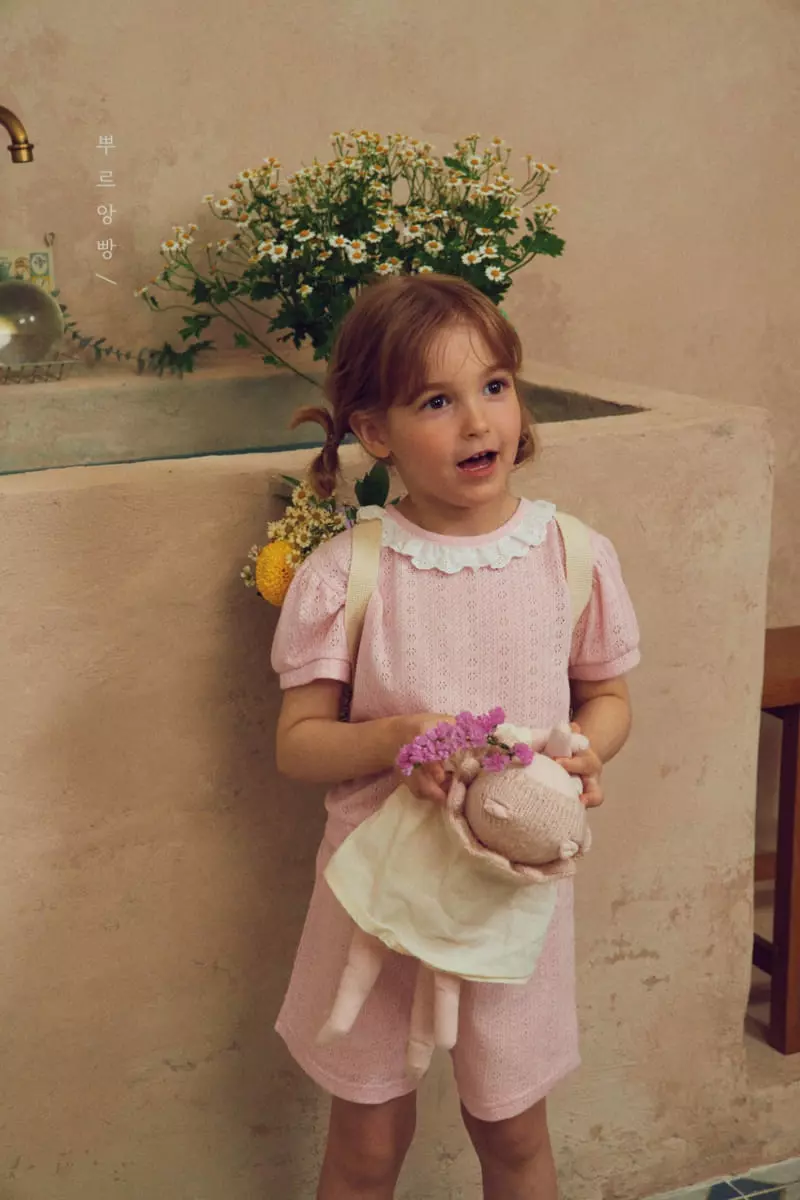 Pourenfant - Korean Children Fashion - #fashionkids - Ellisa Eyelet Top Bottom Set - 5
