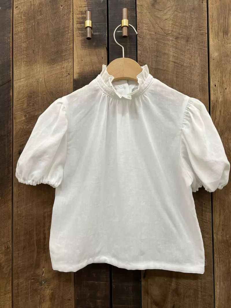 Pourenfant - Korean Children Fashion - #prettylittlegirls - Pure Linen Puff Blouse - 6