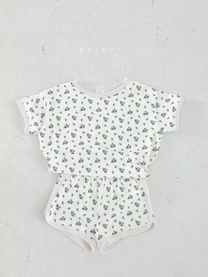 Puipui - Korean Children Fashion - #kidsshorts - Berry Top Bottom Set - 6