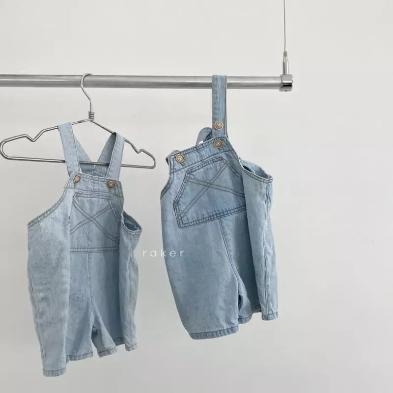 Raker - Korean Children Fashion - #kidsshorts - Kangaroo Dungarees Pants Blue Jeans - 3