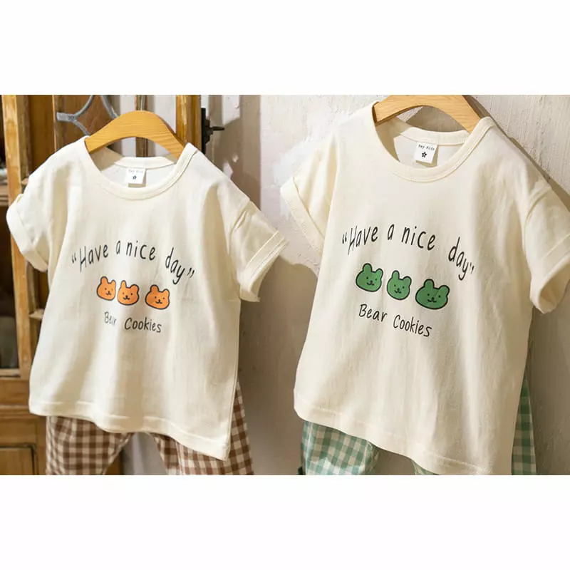 Raykids - Korean Children Fashion - #magicofchildhood - Cookie Bear Check Top Bottom Set - 3
