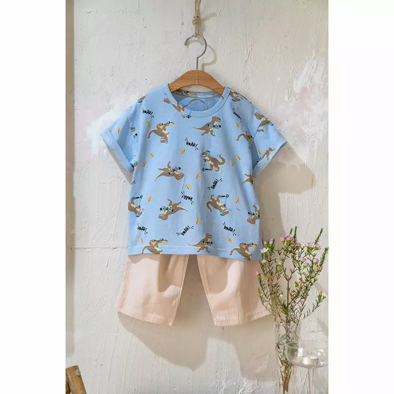 Raykids - Korean Children Fashion - #littlefashionista - Animal Worlf Natural Top Bottom Set - 4