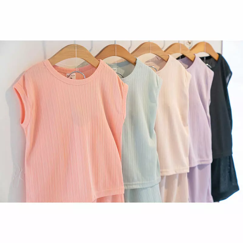 Raykids - Korean Children Fashion - #stylishchildhood - Charlang Sleeveless Top Bottom Set - 2