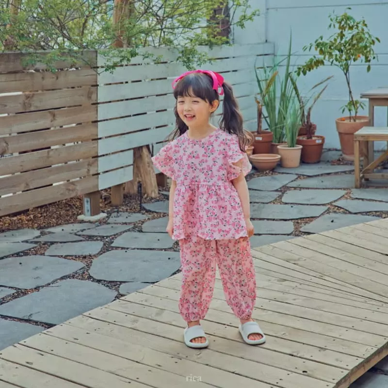 Rica - Korean Children Fashion - #discoveringself - Small Flower Top Bottom Set - 4